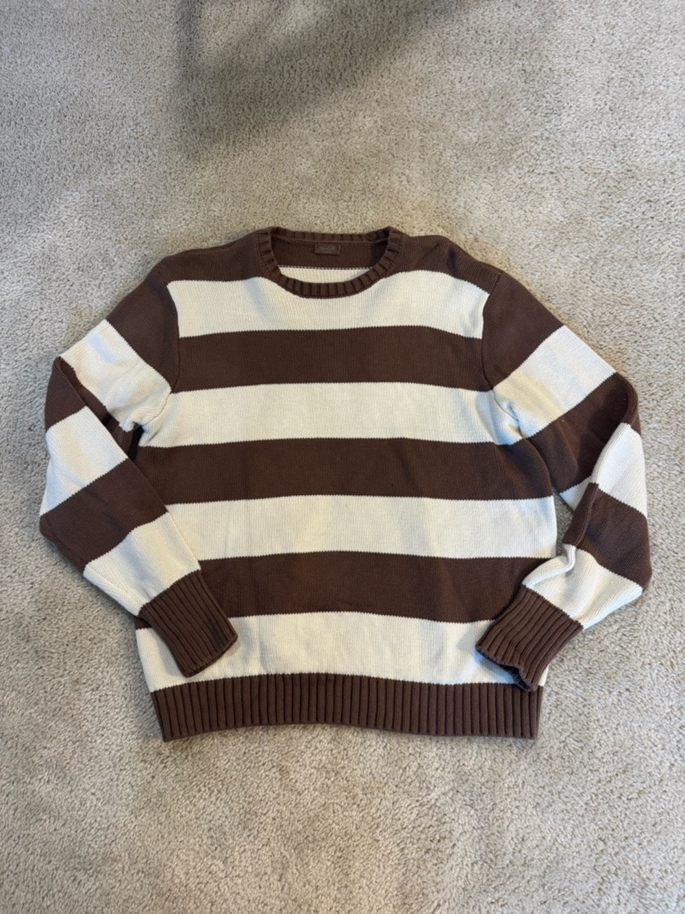 John Galt Cream & Brown Brianna Striped Sweater